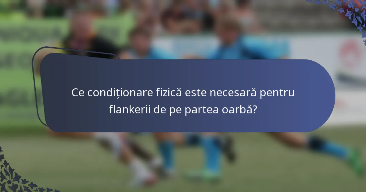 Ce condiționare fizică este necesară pentru flankerii de pe partea oarbă?