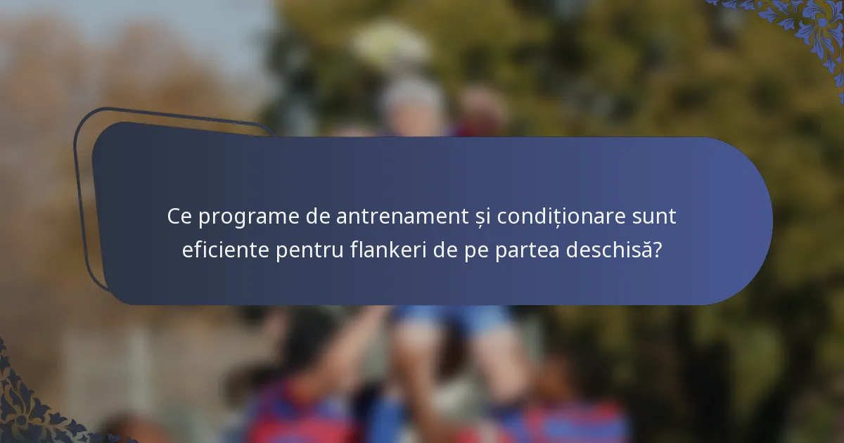 Ce programe de antrenament și condiționare sunt eficiente pentru flankeri de pe partea deschisă?