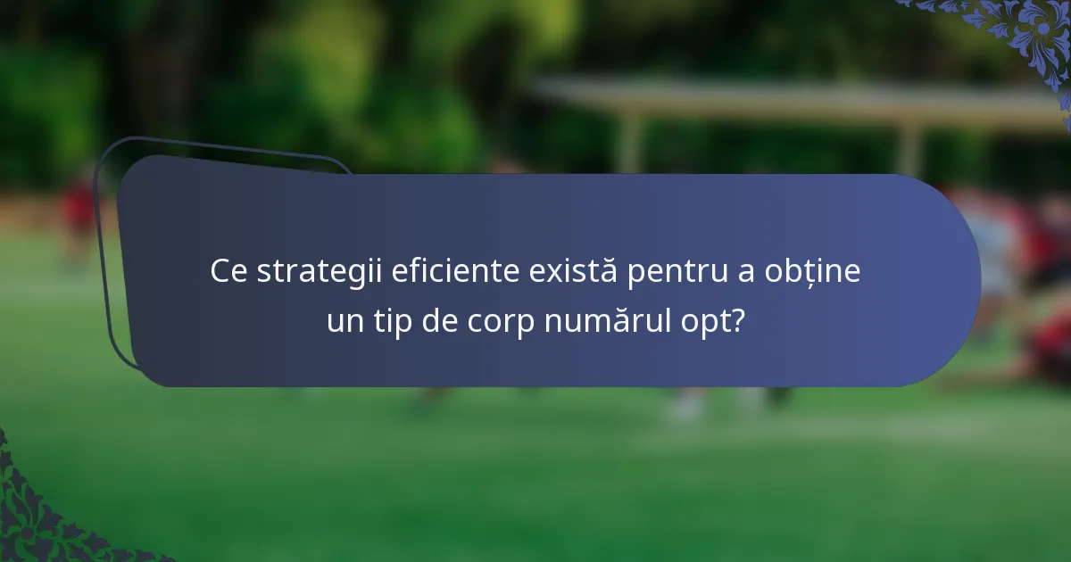 Ce strategii eficiente există pentru a obține un tip de corp numărul opt?