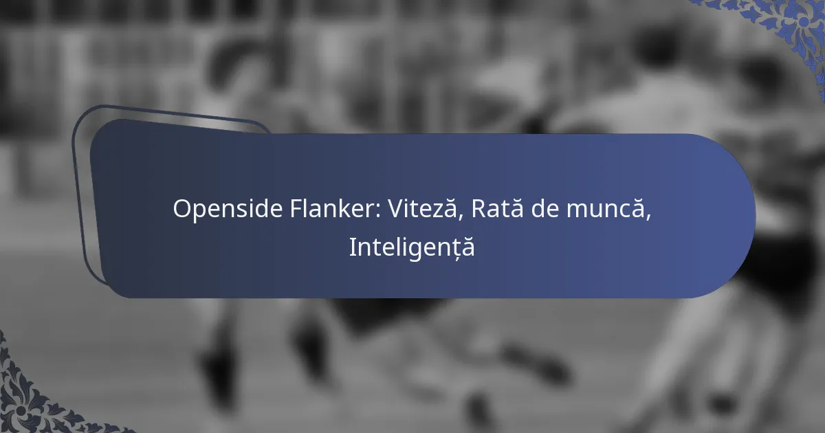 Openside Flanker: Viteză, Rată de muncă, Inteligență