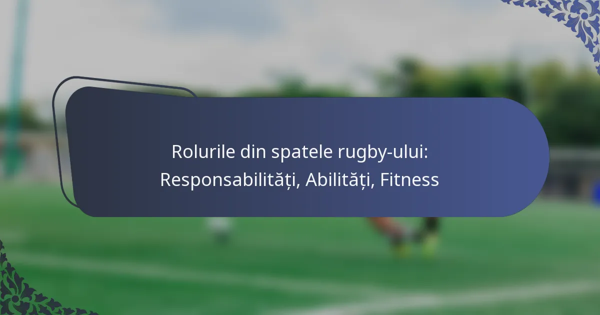 Rolurile din spatele rugby-ului: Responsabilități, Abilități, Fitness